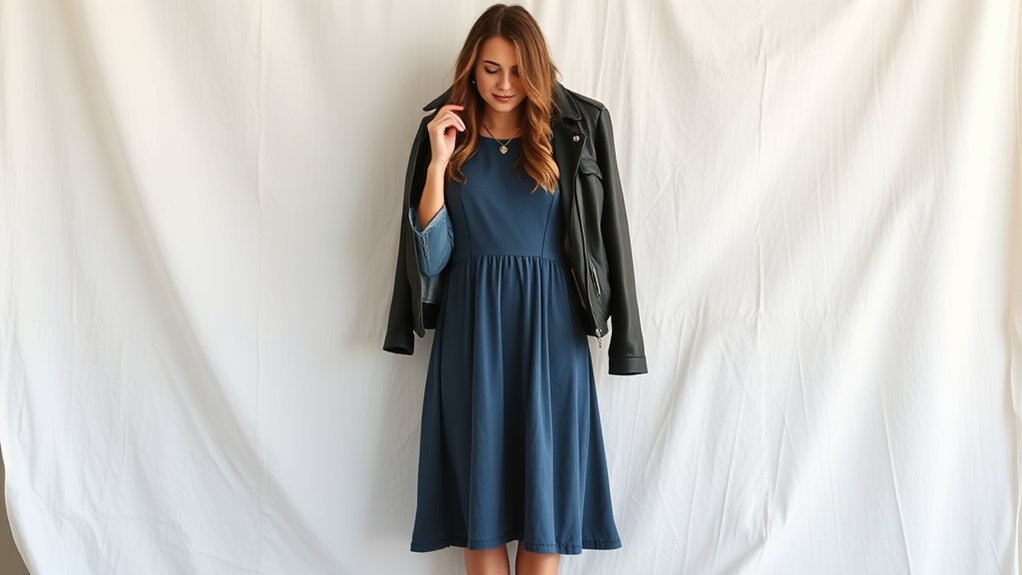 dopuszczanie kurtki z sukienką midi